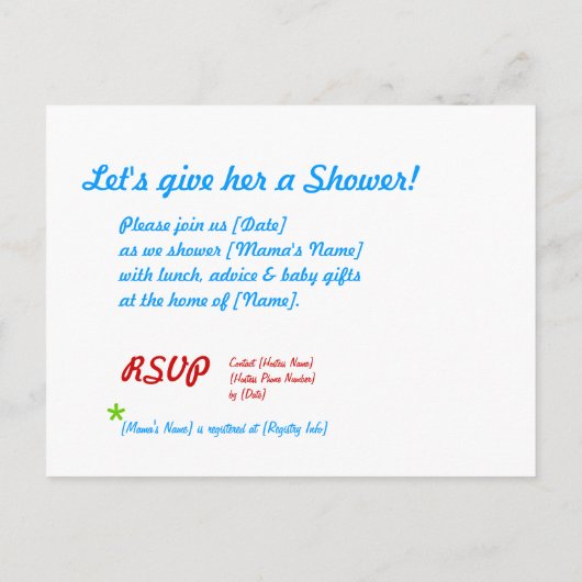 レトロタトゥーベビーシャワー招待状 インビテーションポストカード (裏面)