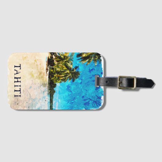 レトロタヒチフランスのポリネシアトラベルビーチ ラゲッジタグ (正面横)