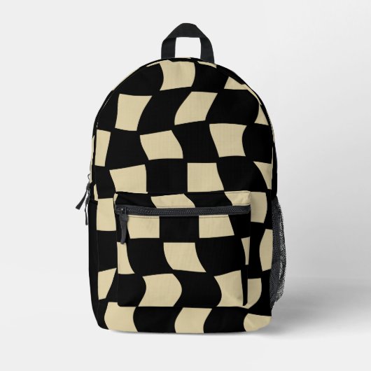 レトロタンウェーブチェック プリントバックパック (正面)