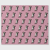 レトロタンゴダンサーBurgundyとWhite Geometric ラッピングペーパー (フラット)