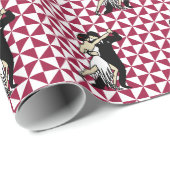 レトロタンゴダンサーBurgundyとWhite Geometric ラッピングペーパー (ロールコーナー)