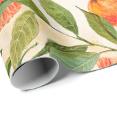 レトロタンジェリンマンダリンズブランチクリスマス ラッピングペーパー (ロールコーナー)