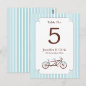 レトロタンデムバイシクルブルー&ホワイト結婚ズ ポストカード (正面/裏面)