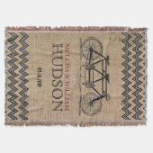 レトロタンデム自転車ジグザグロ結婚ンのギフト スローブランケット (正面)