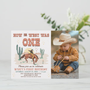 レトロタン写真How West Was One 1 Birthday 招待状