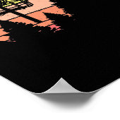 レトロターゲット飛んでいるバスケットディスクのゴルフサンセットツリー ポスター (角)