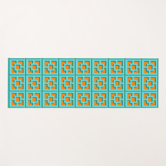 レトロターコイズとオレンジトレリスヨガマット ヨガマット (正面(横))