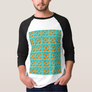 レトロターコイズとオレンジトレリスTシャツ Tシャツ