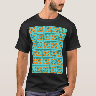 レトロターコイズとオレンジトレリスTシャツ Tシャツ