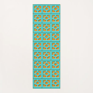 レトロターコイズアンドオレンジトレリスヨガマット ヨガマット