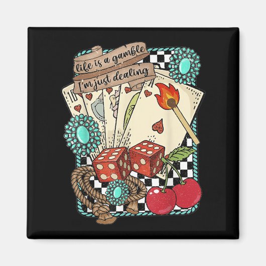 レトロターコイズウエスタンワイルドウエストカウボーイ女性のカーボーイ マグネット (正面)