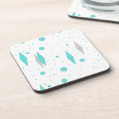 レトロターコイズダイヤモンドスターバストプラスチックコースター コースター (左側)