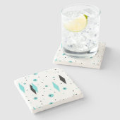 レトロターコイズダイヤモンドスターバストマーブルコースター ストーンコースター (横)