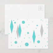 レトロターコイズダイヤモンド&スターバストはがき ポストカード (正面/裏面)