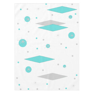 レトロターコイズダイヤモンド&スターバストテーブルクロス テーブルクロス