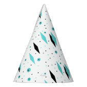 レトロターコイズダイヤモンド&スターバストパーティーハット パーティーハット (左)