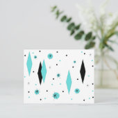 レトロターコイズダイヤモンド&スターバストポストカード ポストカード (スタンド正面)