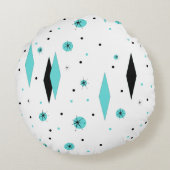 レトロターコイズダイヤモンド&スターバストラウンドピロー ラウンドクッション (裏面)