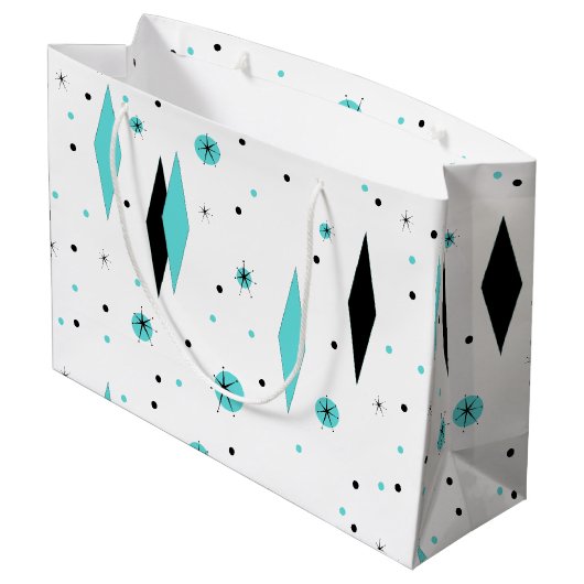 レトロターコイズダイヤモンド&スターバスト抱き枕 ラージペーパーバッグ (裏面アングル)