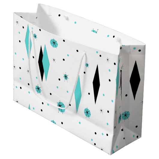 レトロターコイズダイヤモンド&スターバスト抱き枕 ラージペーパーバッグ (正面アングル)