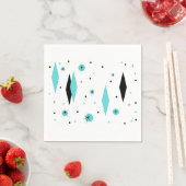 レトロターコイズダイヤモンド&スターバスト紙ナプキンス スタンダードカクテルナプキン (インサイチュ)