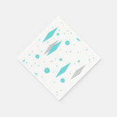 レトロターコイズダイヤモンド&スターバスト紙ナプキンス スタンダードカクテルナプキン (角)