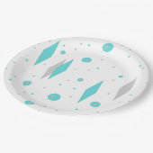 レトロターコイズダイヤモンド&スターバスト紙プレート ペーパープレート (アングル)