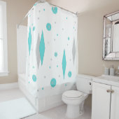レトロターコイズダイヤモンド&スターバスト シャワーカーテン (インサイチュ)