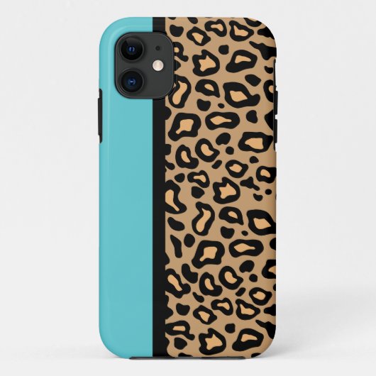 レトロターコイズヒョウ柄iPhoneケースギフト Case-Mate iPhoneケース (裏面)