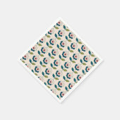 レトロターコイズフローラルパターン スタンダードカクテルナプキン (角)