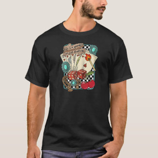 レトロターコイズブルー ウエスタン ワイルドウエスト カウボーイ カウガール R Tシャツ