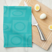 レトロターコイズリングや輪パターン キッチンタオル (四つ折り)