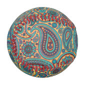 レトロターコイズレインボーペイズリーモチーフ 野球ボール (正面左)