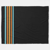 レトロターコイズ及びオレンジストライプ フリースブランケット (正面(横))