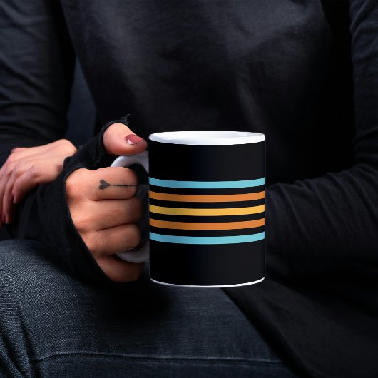 レトロターコイズ及びオレンジストライプ マグカップ