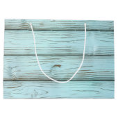 レトロターコイズ絵を描オンウ素朴ッド ラージペーパーバッグ (裏面)