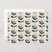 レトロターコイズ花柄 シーズンポストカード (正面/裏面)