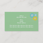 レトロターコイズ、グリーンペイズリーモチーフフローラ 名刺 (裏面)