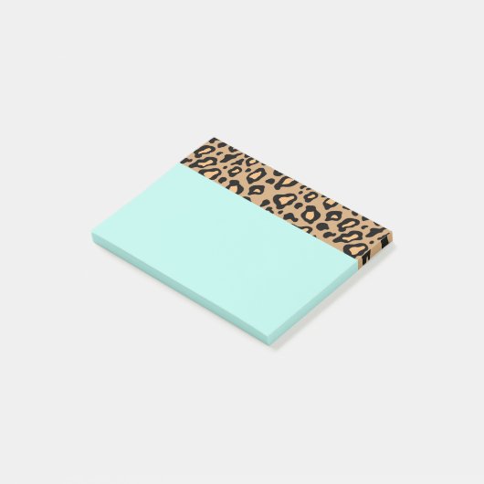 レトロターコイズOffice Leopard Print Post It Notes ポストイット (アングル)