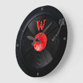 レトロターンテーブルクロックモノグラマブルヴィンテージデザイン ラージ壁時計 (傾斜)