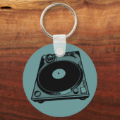 レトロターンテーブルグラフィック(黒) キーホルダー (正面)