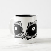レトロターンテーブルグラフィック（黒） ツートーンマグカップ (正面左)
