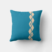 レトロダイアモンズミッドセンチュリーモダンブルーピーチ クッション (裏面)