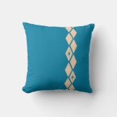 レトロダイアモンズミッドセンチュリーモダンブルーピーチ クッション (正面)