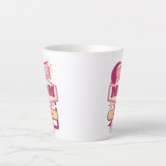 レトロダイナーサインすごいママ カフェラテマグ (正面)