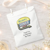 レトロダイナーサイン50sパーティーテーマパーソナライズされた名 フェイバーバッグ (クリップ留めされた状態)