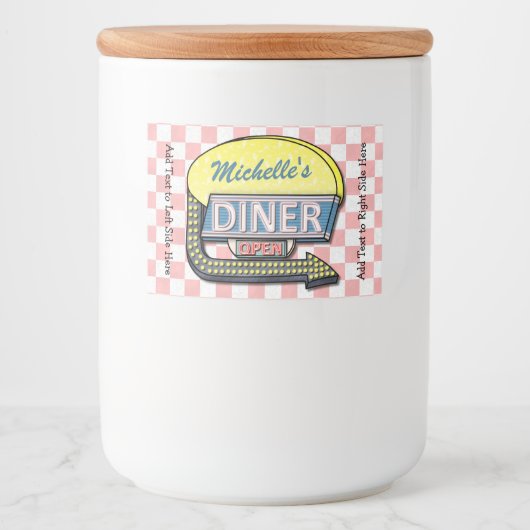 レトロダイナーサイン50sピ市松模様にック フードラベル (正面)