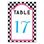 レトロダイナーチェッカーボードピンクブルーブラック&ホワイト テーブルナンバー (正面)
