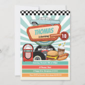 レトロダイナーバースデーヴィンテージバーガーミルクシェイク 招待状 (正面)