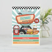 レトロダイナーバースデーヴィンテージバーガーミルクシェイク 招待状 (スタンド正面)